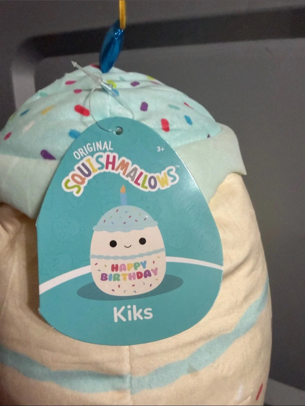 Squishmallows Happy Birthday Plush Cupcake - Light Blue & Cream